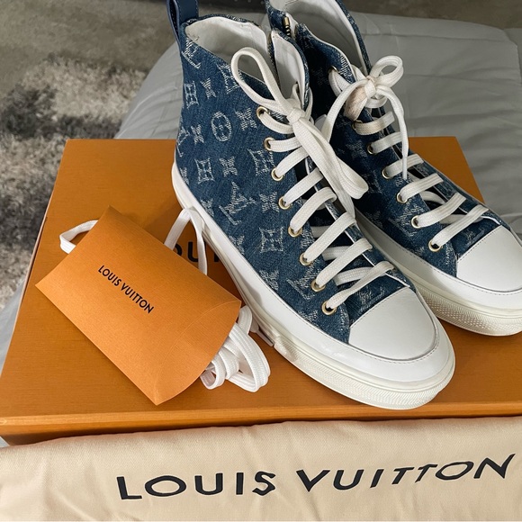 Louis Vuitton LV Stellar High Top Denim Blue Sneakers - Picture 3 of 7